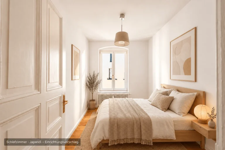 Schlafzimmer mit KI-Einrichtungsvorschlag